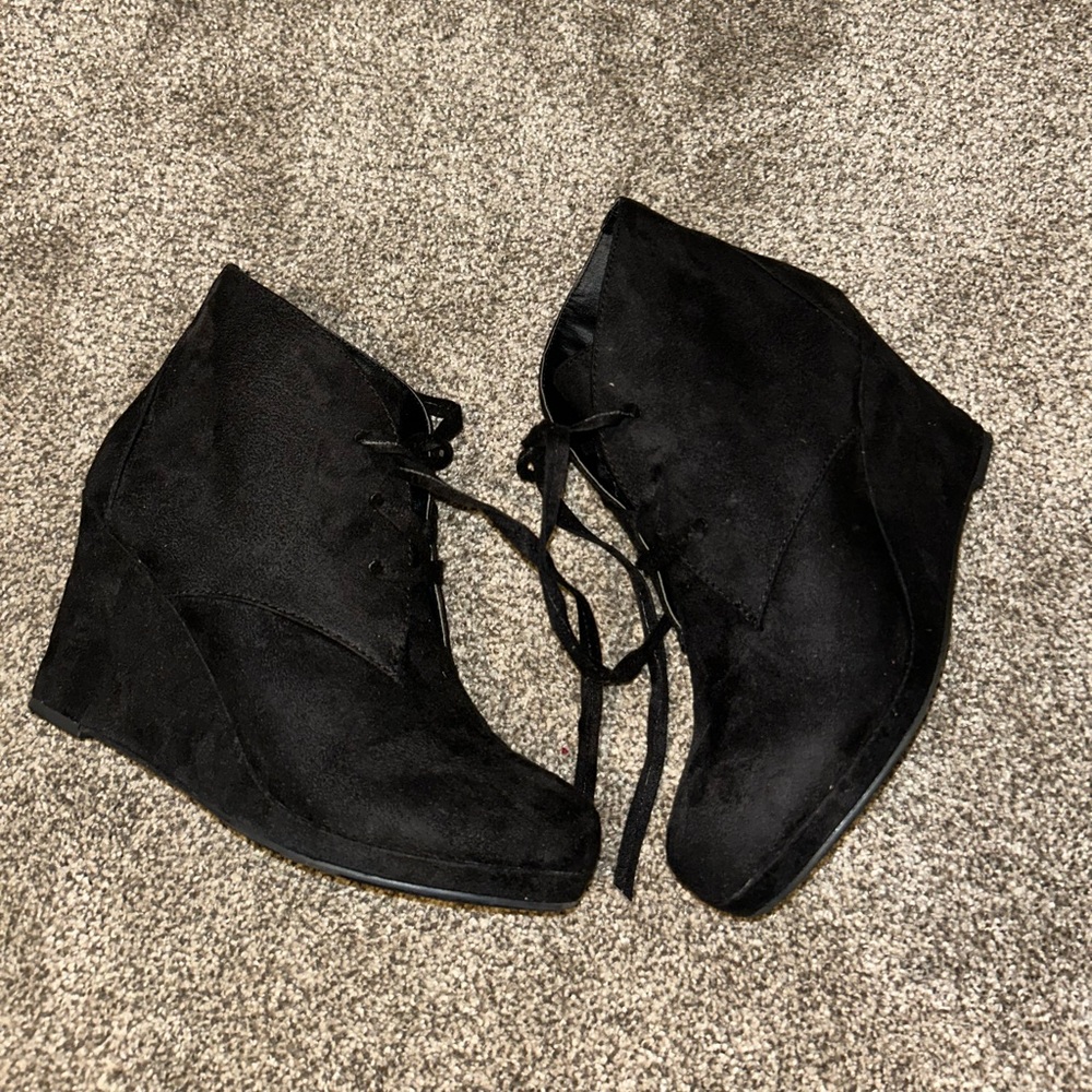 Black Wedge Booties